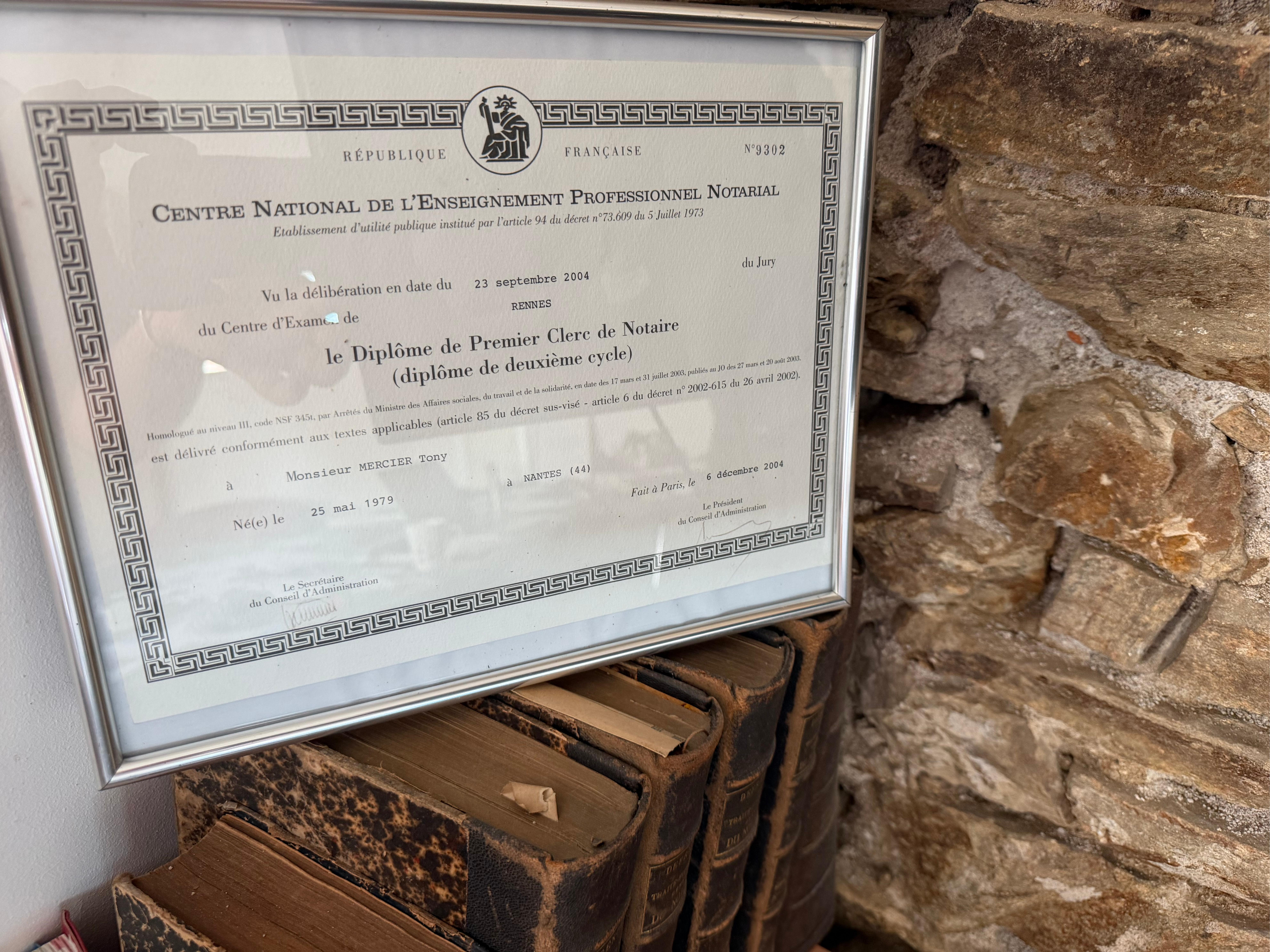 Diplôme de Premier Clerc de Notaire et anciens ouvrages Defrénois